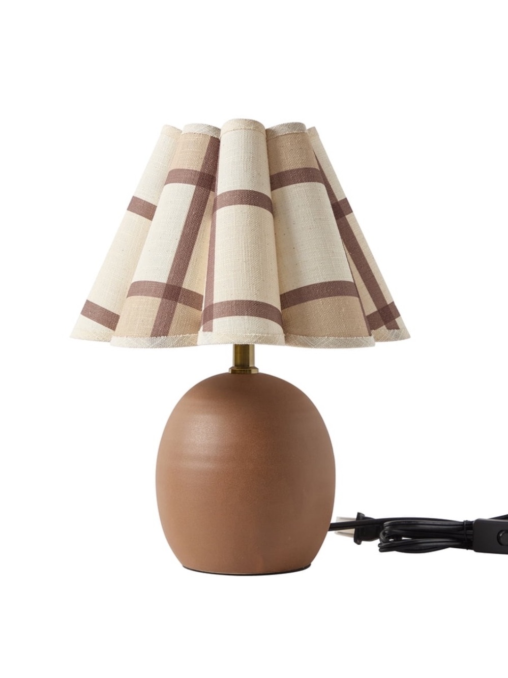 Home Decor Collection 12.5” Brown Plaid Shade Table Lamp Viral Walmart NEW!